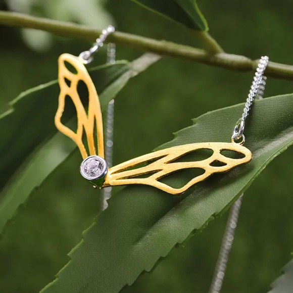 Artisan Handmade 925 Silver The Zepra Butterfly Wing Necklace - Picture 5 of 8